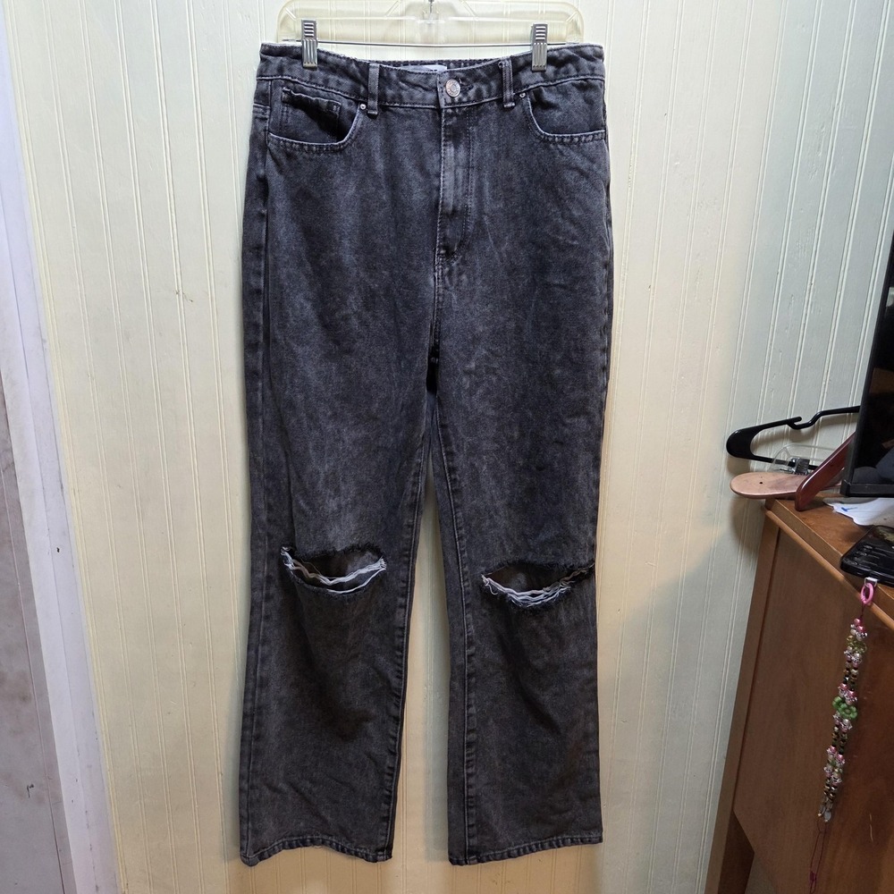 Refuge 90s Wide Jeans Womens Juniors 11 Gray Acid Wash‎ Wide Leg Distressed